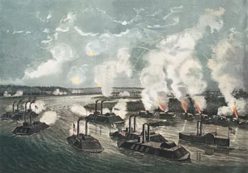 Bombardeo y captura de la Isla No.10 en el río Mississippi, 7 de abril de 1862